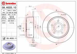 08.A533.11 BREMBO Tarcza hamulcowa
