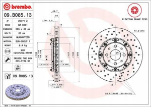 09.B085.13 BREMBO Tarcza hamulcowa