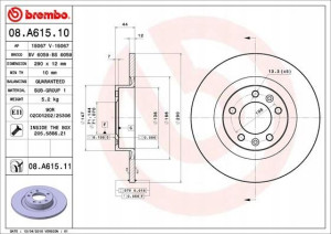 08.A615.11 BREMBO Tarcza hamulcowa