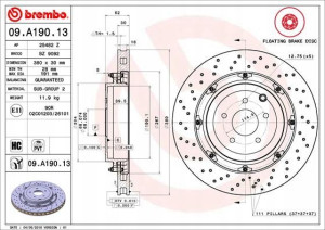 09.A190.13 BREMBO Tarcza hamulcowa