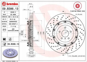09.B386.13 BREMBO Tarcza hamulcowa