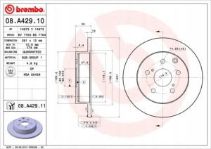 08.A429.11 BREMBO Tarcza hamulcowa