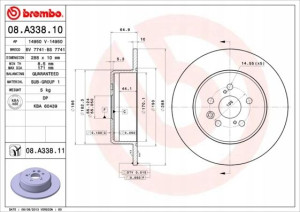 08.A338.11 BREMBO Tarcza hamulcowa