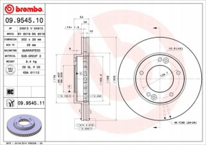 09.9545.11 BREMBO Tarcza hamulcowa