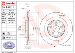 09.B312.11 BREMBO Tarcza hamulcowa