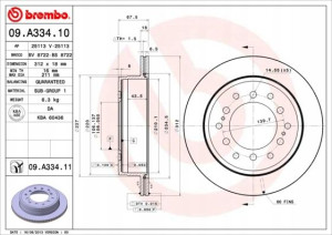 09.A334.11 BREMBO Tarcza hamulcowa