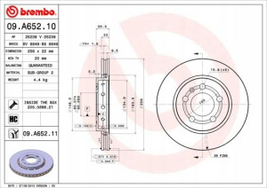09.A652.11 BREMBO Tarcza hamulcowa