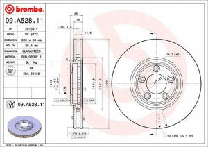 09.A528.11 BREMBO Tarcza hamulcowa