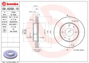 09.A258.10 BREMBO Tarcza hamulcowa