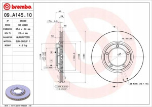 09.A145.10 BREMBO Tarcza hamulcowa