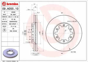 09.A055.10 BREMBO Tarcza hamulcowa