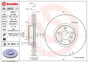 09.9922.11 BREMBO Tarcza hamulcowa