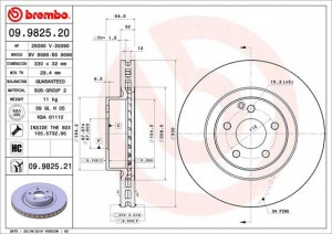 09.9825.21 BREMBO Tarcza hamulcowa