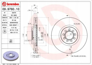 09.9760.10 BREMBO Tarcza hamulcowa