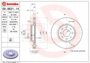09.9631.14 BREMBO Tarcza hamulcowa