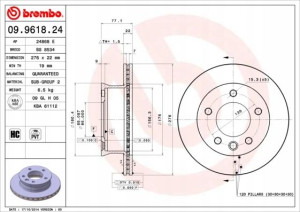 09.9618.24 BREMBO Tarcza hamulcowa