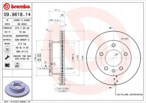 09.9618.14 BREMBO Tarcza hamulcowa