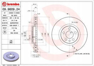 09.9609.24 BREMBO Tarcza hamulcowa
