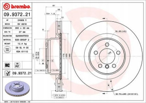 09.9372.21 BREMBO Tarcza hamulcowa