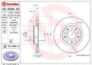 09.9366.21 BREMBO Tarcza hamulcowa