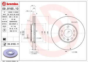 09.9165.11 BREMBO Tarcza hamulcowa