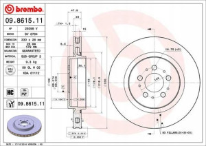 09.8615.11 BREMBO Tarcza hamulcowa