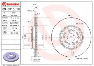 09.8315.10 BREMBO Tarcza hamulcowa