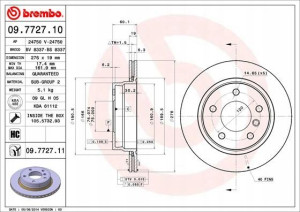 09.7727.11 BREMBO Tarcza hamulcowa