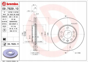 09.7629.11 BREMBO Tarcza hamulcowa