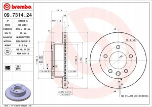 09.7314.24 BREMBO Tarcza hamulcowa