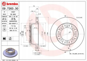 09.7263.30 BREMBO Tarcza hamulcowa