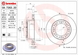09.7263.20 BREMBO Tarcza hamulcowa
