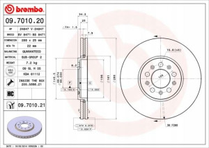 09.7010.21 BREMBO Tarcza hamulcowa