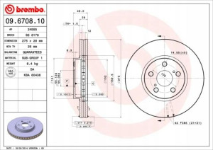 09.6708.10 BREMBO Tarcza hamulcowa
