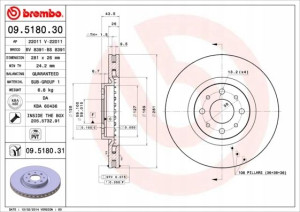 09.5180.31 BREMBO Tarcza hamulcowa
