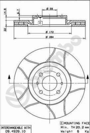 09.4939.75 BREMBO Tarcza hamulcowa