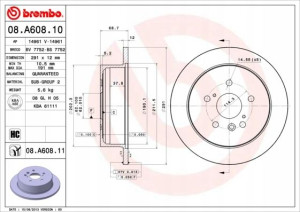 08.A608.11 BREMBO Tarcza hamulcowa