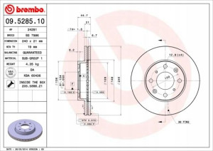 09.5285.11 BREMBO Tarcza hamulcowa
