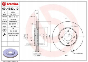 09.4883.10 BREMBO Tarcza hamulcowa