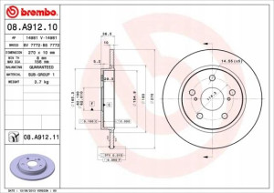 08.A912.11 BREMBO Tarcza hamulcowa