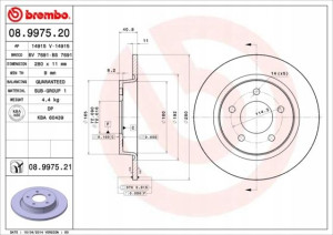 08.9975.21 BREMBO Tarcza hamulcowa