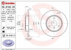 08.8163.21 BREMBO Tarcza hamulcowa