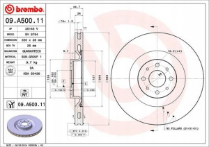 09.A500.11 BREMBO Tarcza hamulcowa