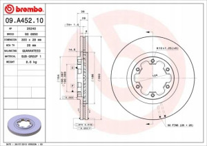 09.A452.10 BREMBO Tarcza hamulcowa