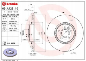 09.A426.11 BREMBO Tarcza hamulcowa