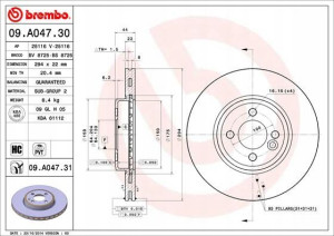 09.A047.31 BREMBO Tarcza hamulcowa
