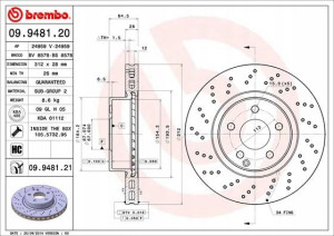 09.9481.21 BREMBO Tarcza hamulcowa