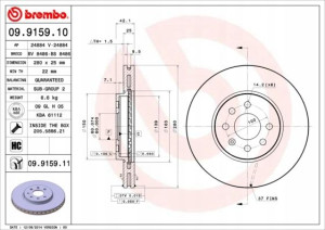 09.9159.11 BREMBO Tarcza hamulcowa