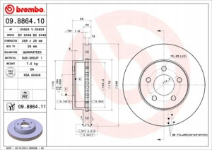 09.8864.11 BREMBO Tarcza hamulcowa