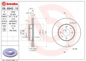 09.6942.10 BREMBO Tarcza hamulcowa